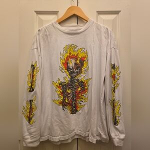 Teddy Fresh "Up In Flames " Long Sleeve Shirt–Medium-EUC bear🧸🔥